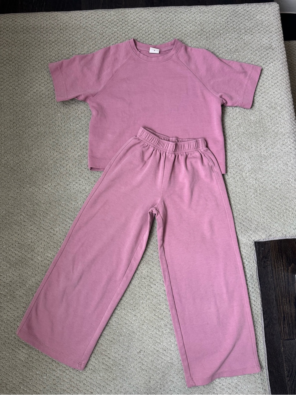 Zara Pink Matching Shirt and wide leg set 8/9